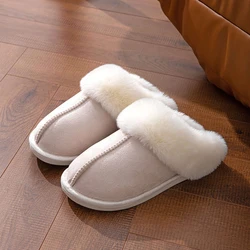 Cozy Winter Faux Suede Furry Slippers - 38-39(fit 37-38) (Beige)