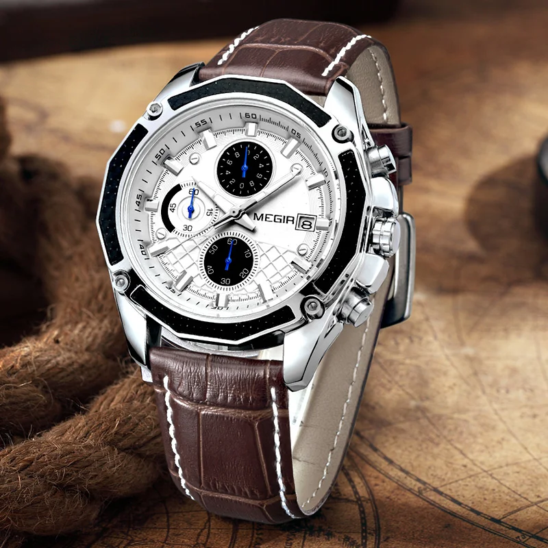 Quartz Watch For Men Brand Luxury Casual Chronograph Leather Strap Waterproof Wristwatch Calendar Male Clock Reloj Hombre 2015