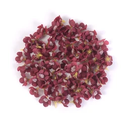 100Pcs Mini Silk Daisy Flower Heads for Crafts and Decorations (Dark red)