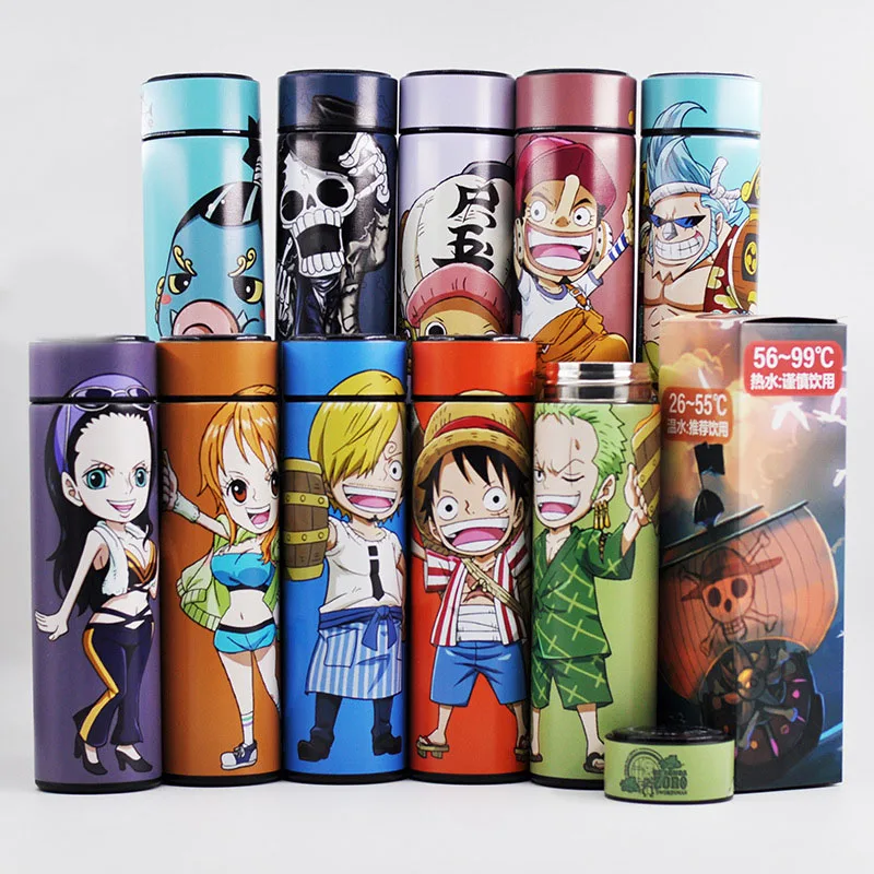 

One Piece Luffy Thermos Bottle Anime Figure Chopper Zoro Sanji Nami Stainless Steel Water Bottle Intelligent Temperature Display
