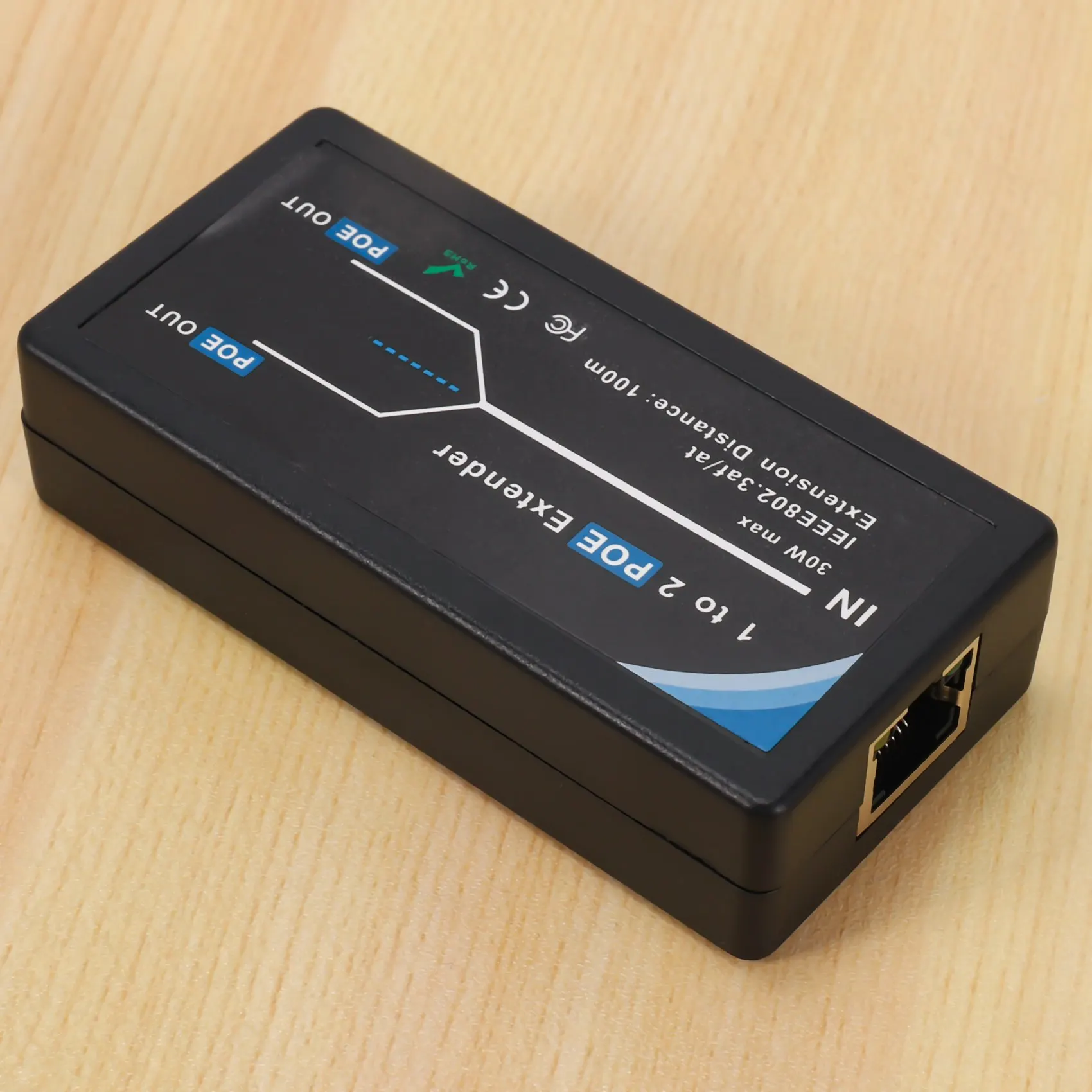 핫세일 2포트 POE 익스텐더 10/100Mbps IEEE 802.3Af 표준 입력/출력 지원 IP 카메라용 POE 범위 100미터까지 확장