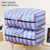 Large Capacity Storage Bag Stripe Quilt Blanket Bag Clothes Storage Bags Zipper Moving Sac Durable Wardrobe Organizer Hand Tote 4