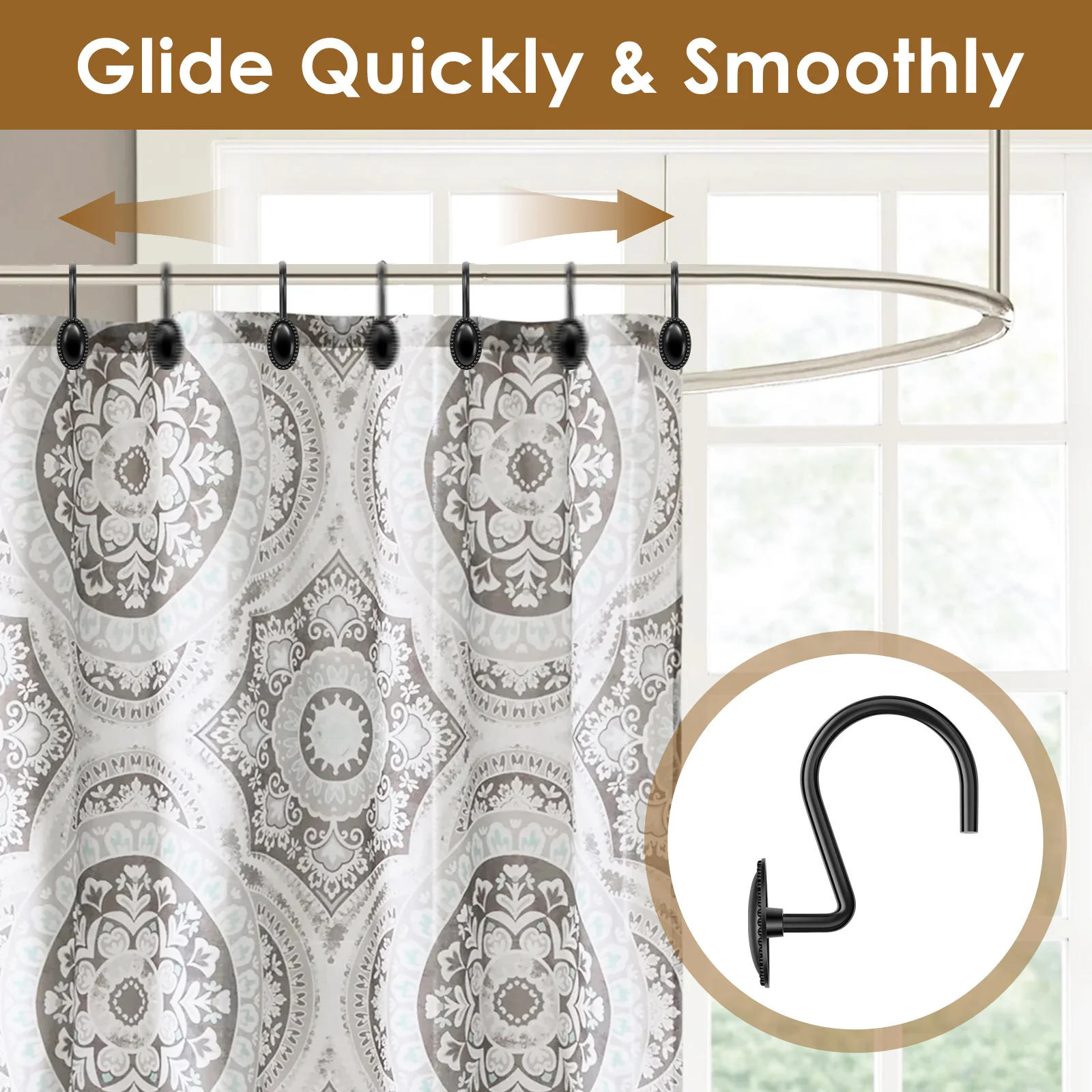 Shower Curtain Hooks Resin Rose Flower Decorative Rings Bathroom Baby Room Bedroom Living Room 12Pcs