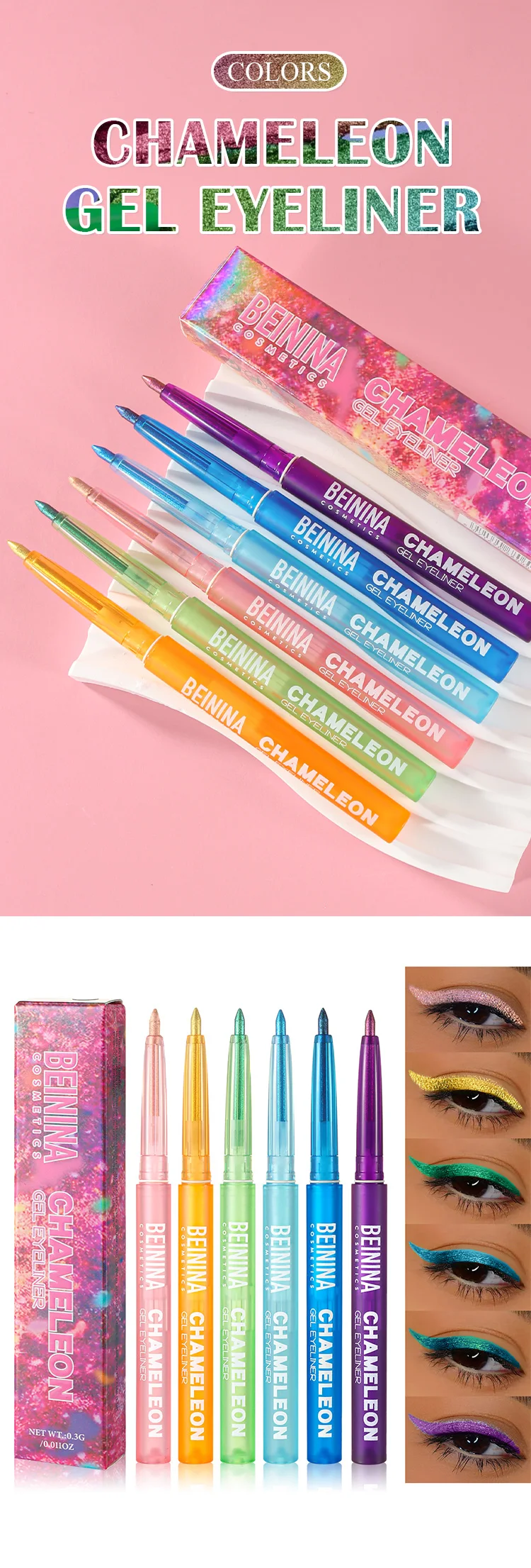 Chameleon eyeliner gel groen metallic oogschaduw multikleur_voghion.com