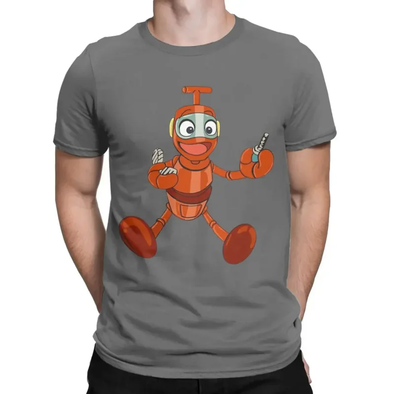 

Round Collar Cartoon Tee Shirt Short Sleeve Tops Party Nono The Robot Ulysses 31 T Shirt Men Cotton Fun T-Shirt
