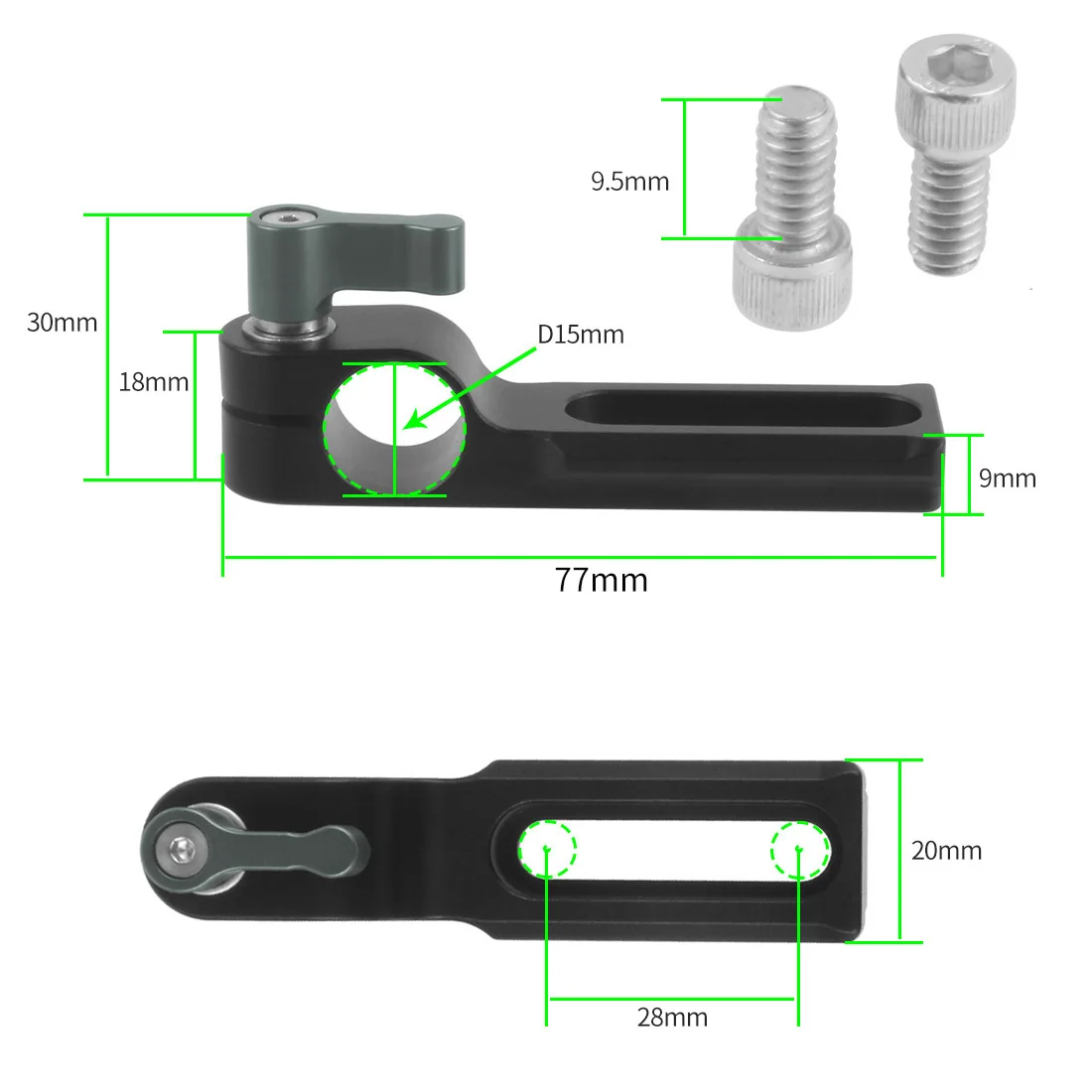 Standard 15mm Single Rod Clamp Quick Release Adapter with NATO Safety Rail 1/4 S