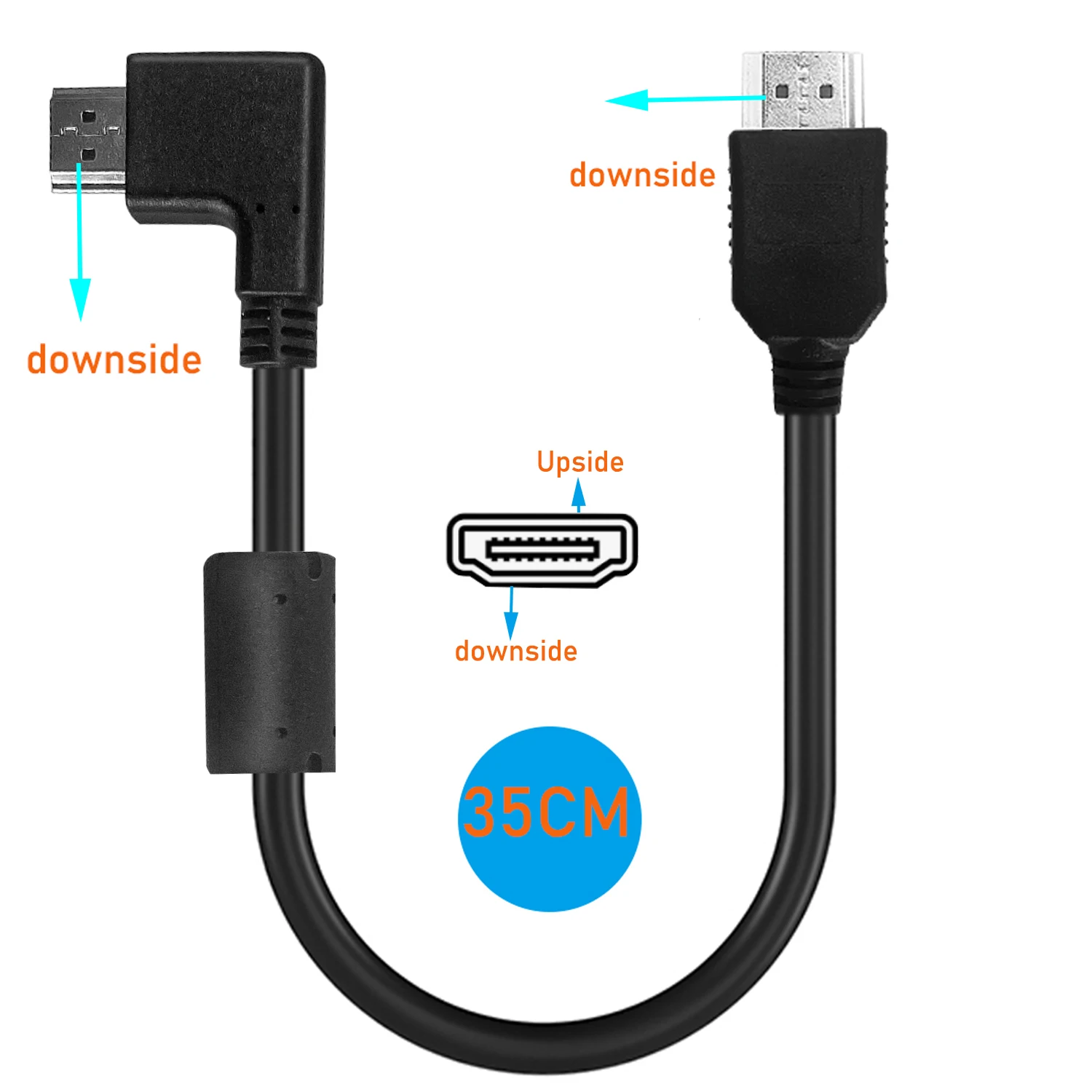 35cm HDMI 2.0 Cable 4K 60Hz Short 90 Degree Angled HDMI 2.0 to Cord for PS5 apple TV PS4 pro XBox HDTV HDR ARC CEC support