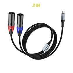 Premium Type - C to Dual XLR Male Audio Cable with Built - in DAC Chipset (Type - C - 2MXLR - 2M)