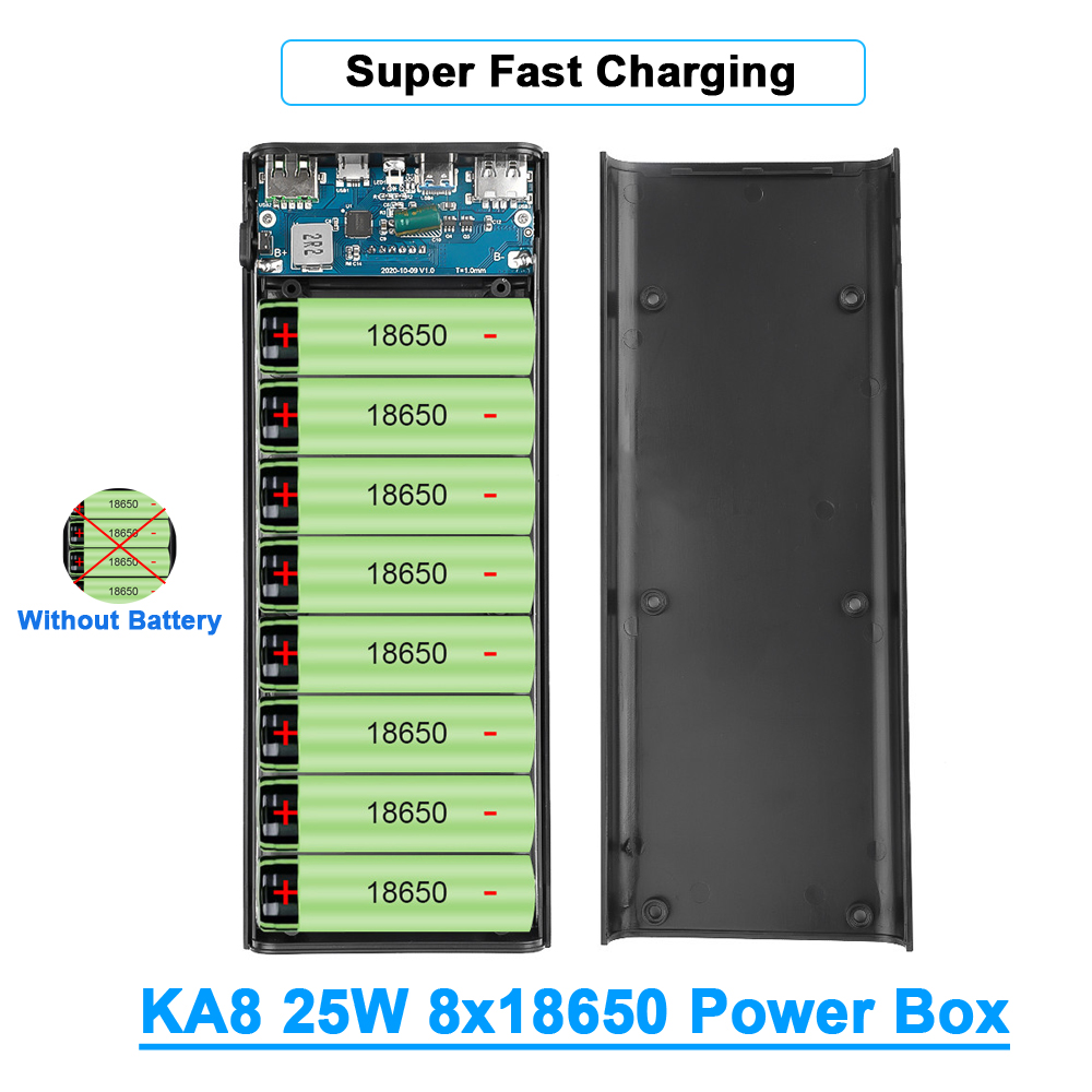 Super Fast Charge Power Box 20000mAh Battery Charge Storage Box Shell 8x18650 Power Bank Case 9V 25W Without Battery For iPhone