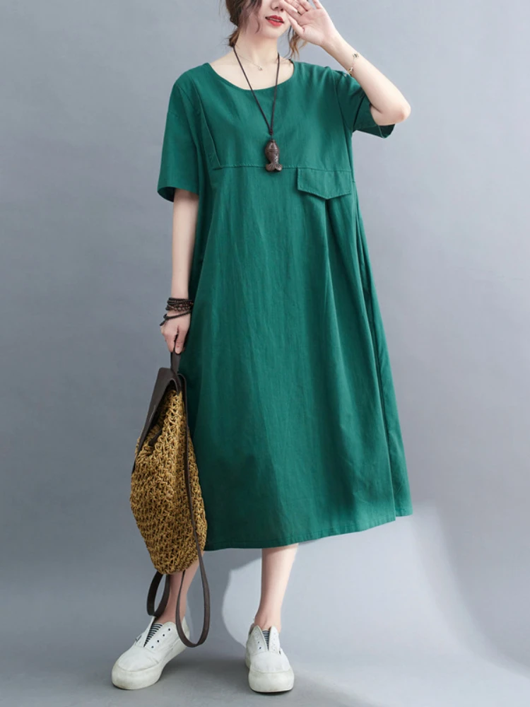 Cotton Linen Loose Literary Dress Temperament Dress Casual Linen