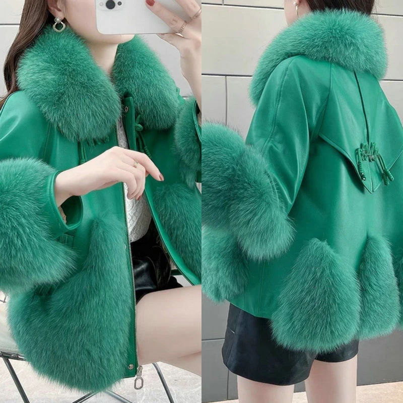 Fashion Goddess Popular Slimming Environmentally Faux Fur Coat High-End Washed Leather Coat Jackets Women 2023 Winter Clothes