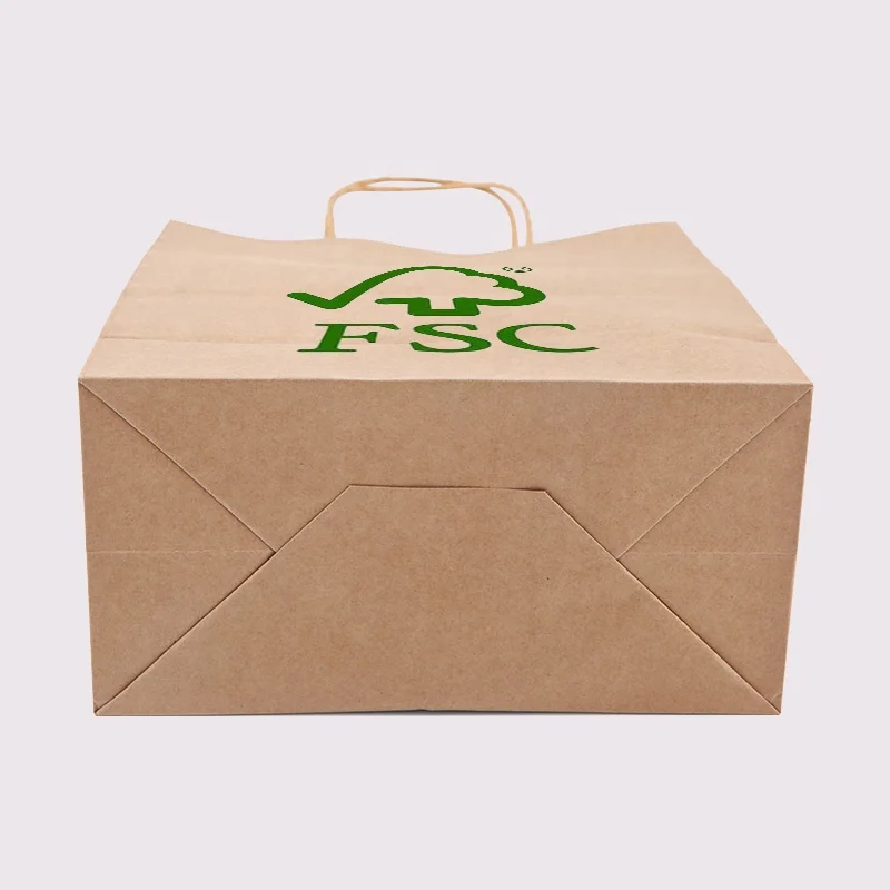 Customized product、custom print recycled paper bag with logo sac en papier craft personnalised for Brown kraft shopping pac