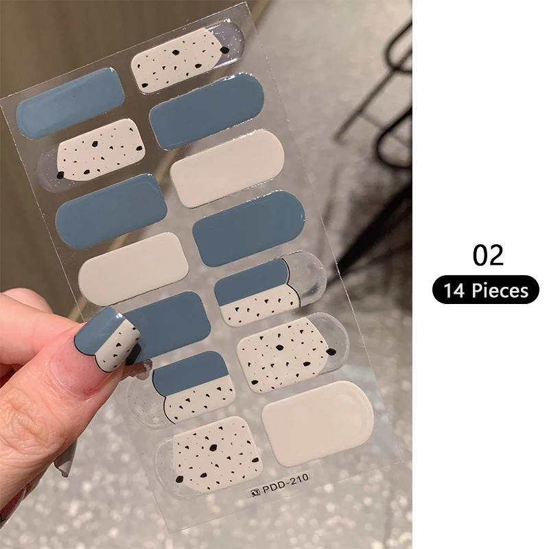 Waterproof No Baking Gel Nail Polish Film Long Lasting Full Sticker Gel Nail Stickers Gel Nail Patch Polish Strips DIY Nail Art 3