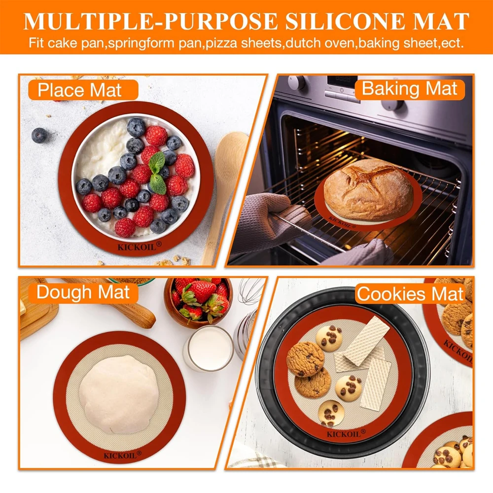 Round Silicone Baking Mats Easy Clean Non-Stick Food Grade Reusable Baking Mats For Oven Macarons Cookies