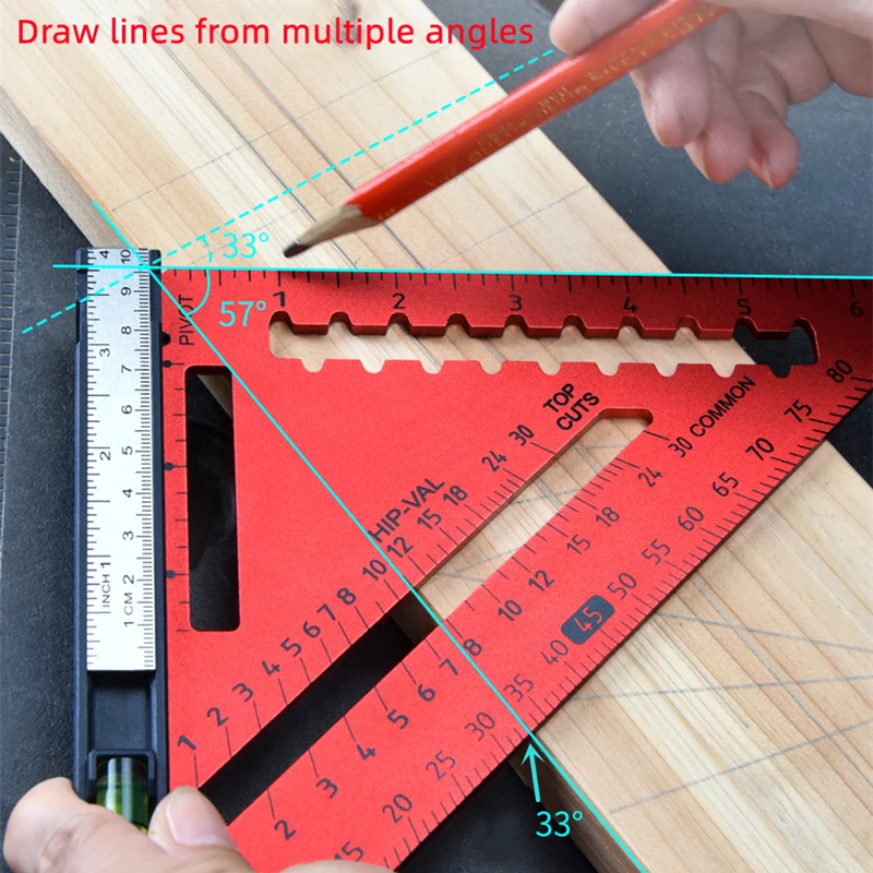Triangular Ruler 7Inch Aluminum Alloy Angle Protractor Multi Angle