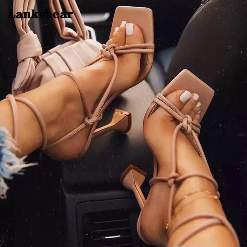 

Women Coiled Ankle Strap High Heel Shoes Summer Sexy Gladiator Strappy Sandals Summer Runway Shoes Luxury Wedding Party Shoes