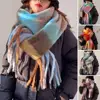 Women Rainbow Winter Plaid Cashmere Scarf Shawl Wrap Chequered Scarves Necks Warm Long Tassel Thicker bufanda invierno mujer 1
