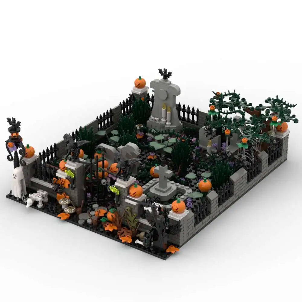 Halloween-Themen MOC Kleines Baustein-Modell Horror-Atmosphäre DIY Friedhofsszene Dekorationsbausteine Kindergeschenk