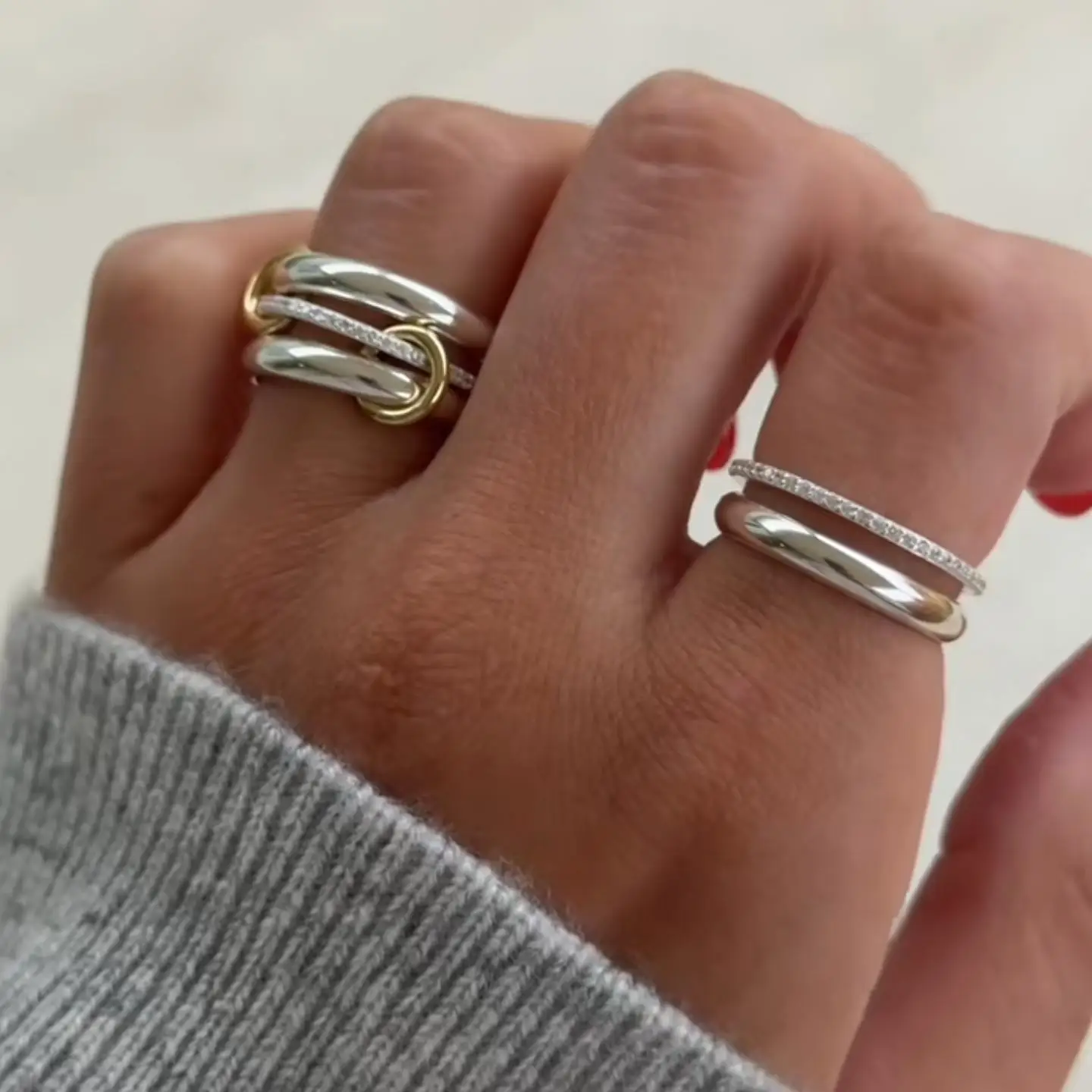 Anelli impilabili per donna Uomo INS Moda Acciaio inossidabile ad incastro Spinelli Kilcollin Anello Zircone Dito Tendenze gioielli 2025 - immagine 6