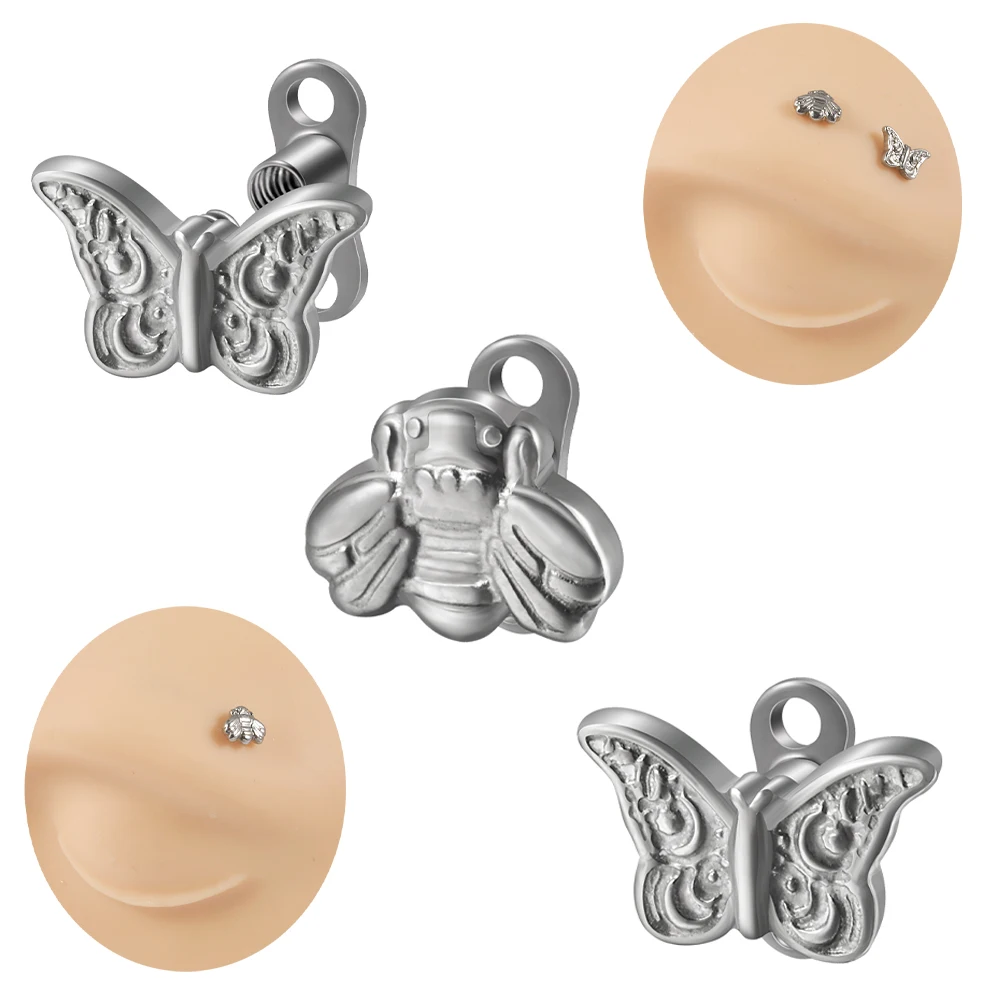 1 Pz Base In Titanio Micro Dermal Anchor Skin Diver Bee Butterfly Dermal Anchor Surface Piercing Impianti Gioielli