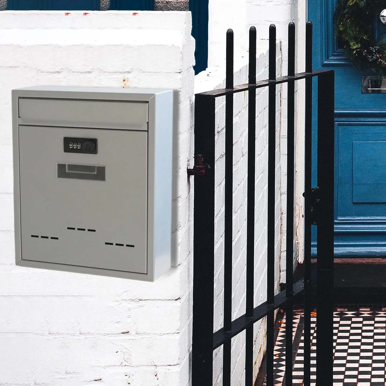 Metal Locking Mailbox Wall Mounted Rust Mail Case Lockable Mail Letterbox Suggestion Box
