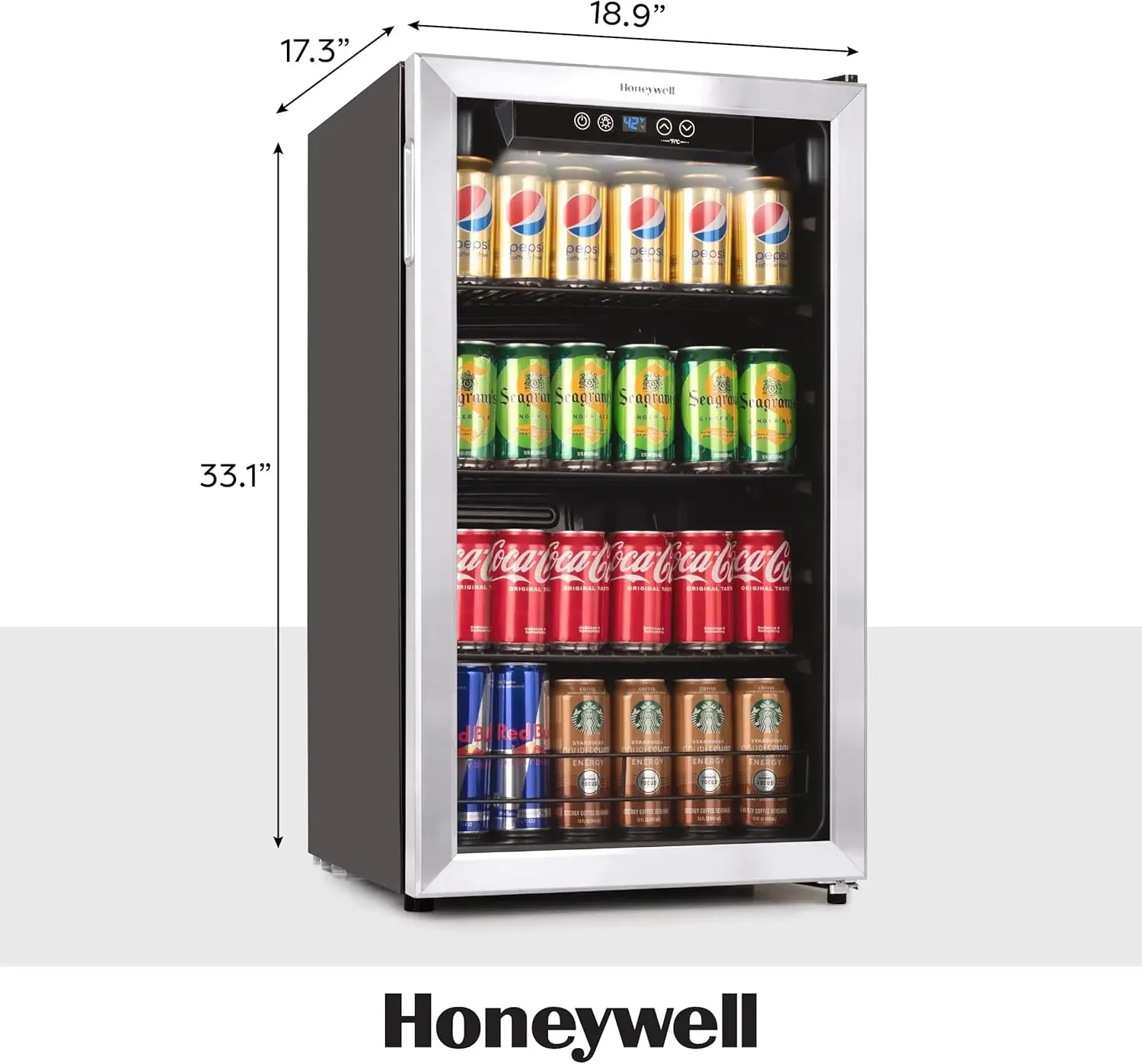 Beverage Refrigerator and Cooler, 115 Can Mini Fridge with Glass Door for Soda Beer or Wine for Office or Bar with Adjustable Re 6