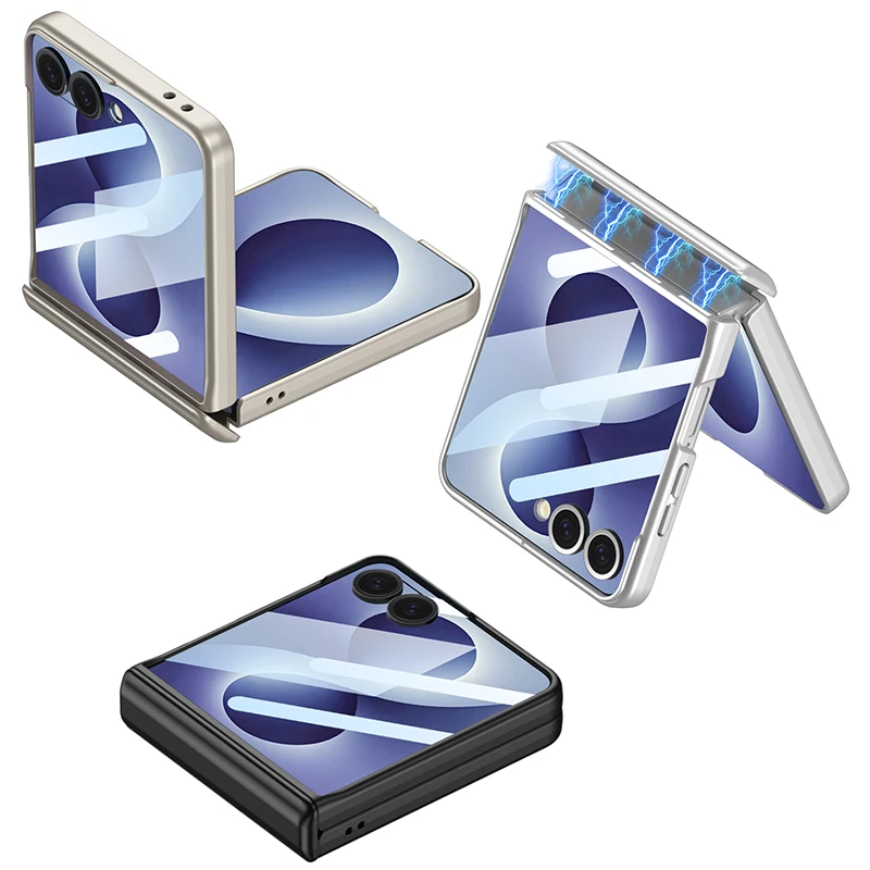 Magnetic Hinge All-included Protective Matte Hard Phone Case with Outer Screen Guard