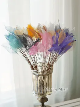 Home Decoration Lucency Leaves Natural Leaf Vein Immortal Artificial Flowers Wedding Table Decoration Wire Stem 2