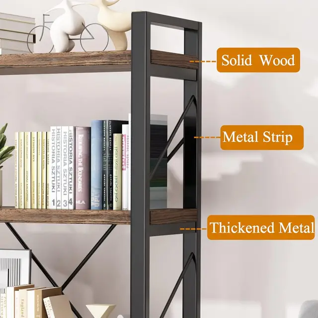 ] 5-Tier Rustic Industrial Bookshelf 3