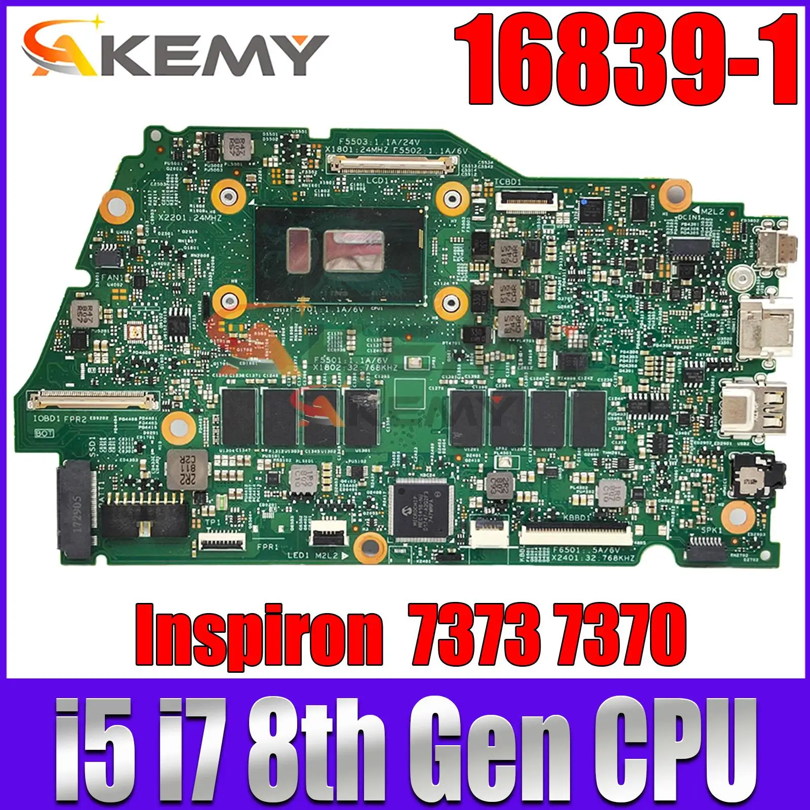 Per La Scheda Madre Del Computer Portatile Dell Inspiron 7373 7370 16839-1 Con I5-8250U I7-8550U Cpu 8G/16G Ram Mainboard Cn-0Vthg7 0 C2G64 0 Rr26G