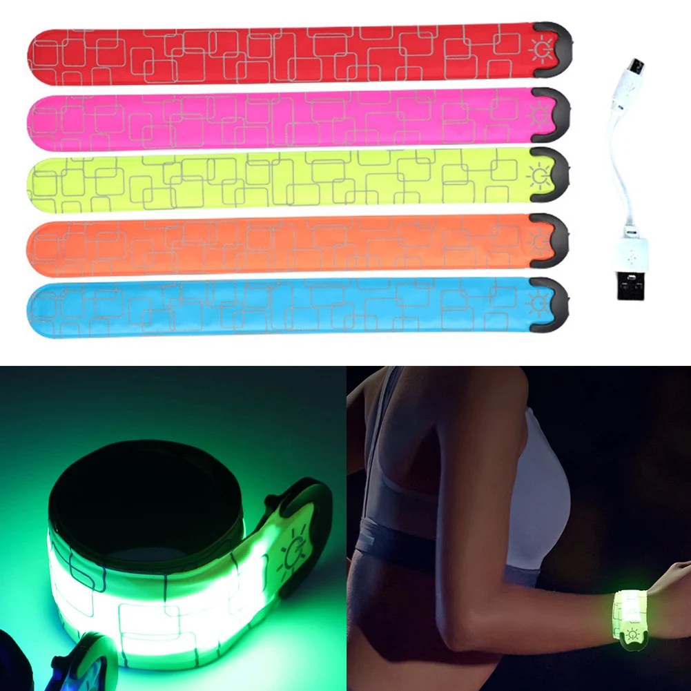 Rechargeable LED Armband 35x4cm Clap Strap Wristband Luminous Flashing Hot Pressing Tape Ring For Low-light Conditions Parts 2