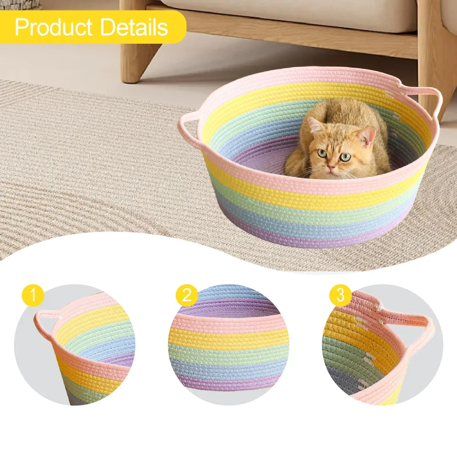 Cotton Rope Woven Cat Bed Furniture Protection Wear Resistant Adorable Cat Scratcher for Summer Winter Bunnies Small Dogs Puppy