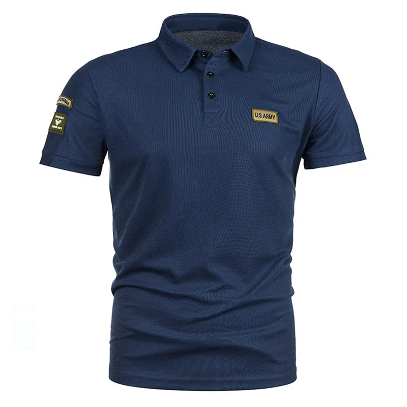 Summer Men’s Men’s casual fashion short sleeve top New men’s outdoor military style Air Force short sleeve lapel T-shirt POLO Best Sellers In Men's Clothing