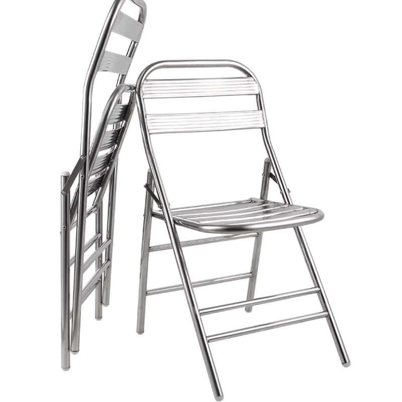 304 Stainless Steel Dining Chair Outdoor Heavy-Duty Folding Chair Industrial Backrest Seat Cafe Style Modern Furniture for Home