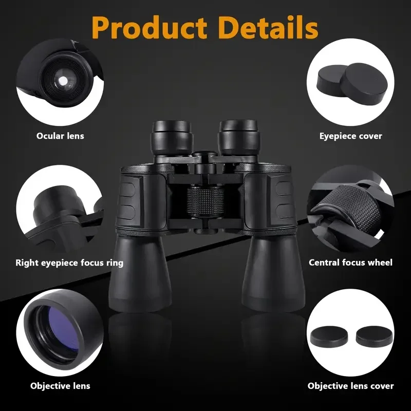 Military 20x50 Powerful Long Range Binoculars Zoom HD BAK4-Prism High Magnification Professional Telescope for Hunting Tourism