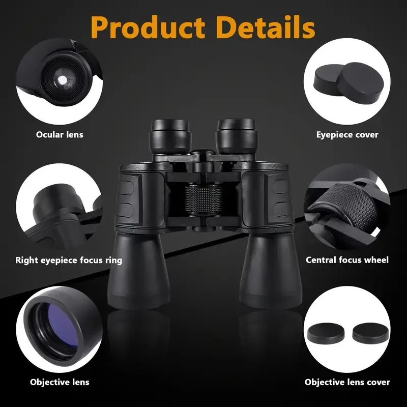 Military 20x50 Powerful Long Range Binoculars Zoom HD BAK4-Prism High Magnification Professional Telescope for Hunting Tourism 3