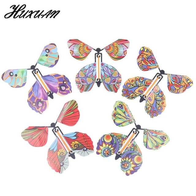 10PCS Flying Butterfly Magic Wind Up Flying Butterfly Surprise Box  Explosion Box In The Book Rubber Band Powered Magic - AliExpress