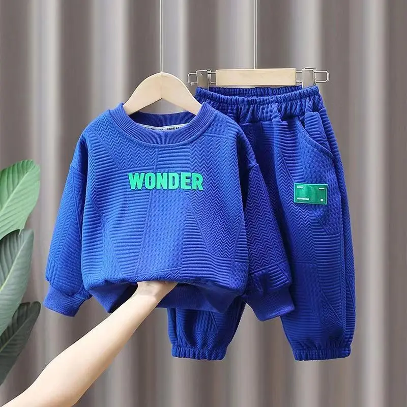 

Boys Spring And Autumn Set 2023 New Children's Autumn Sweater Baby Small And Medium Sized Boys Handsome Sports Two Piece Set