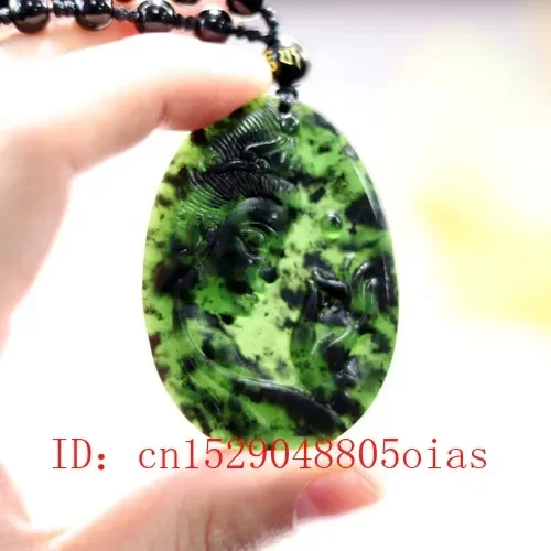 

Natural Black Green Chinese Jade Dragon Pendant Beads Necklace Charm Jewelry Obsidian Accessories Carved Amulet Gifts for Men