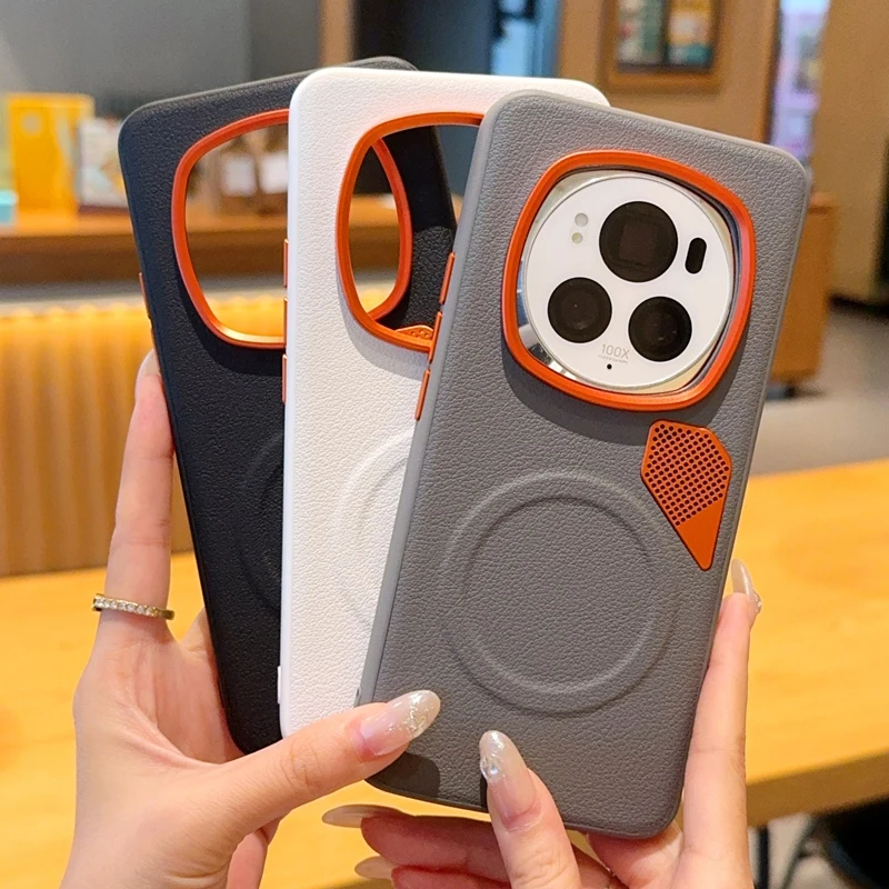 Enhanced Magnetic PU Leather & PC Heat Dissipation Case with Metal Camera Lens Protector