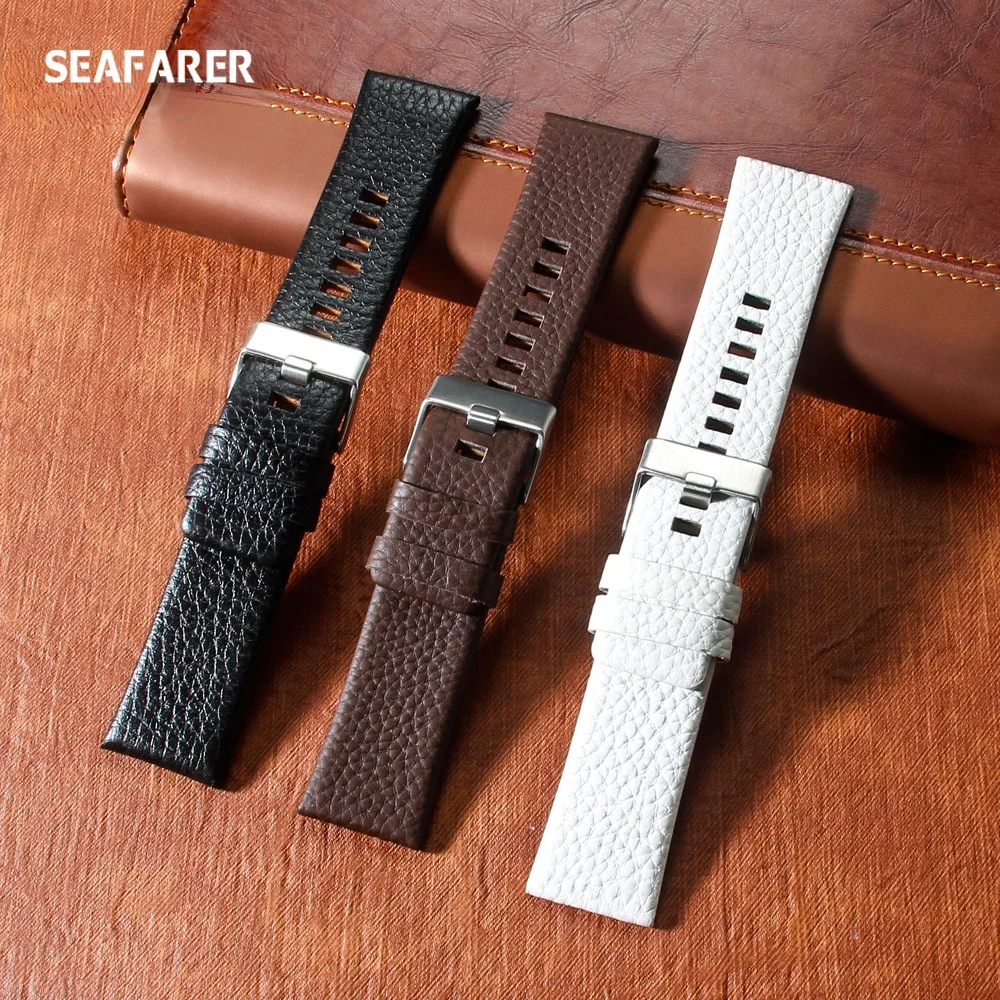 Premium Black Genuine Leather Watchband - Sleek & Durable Strap Bracelet