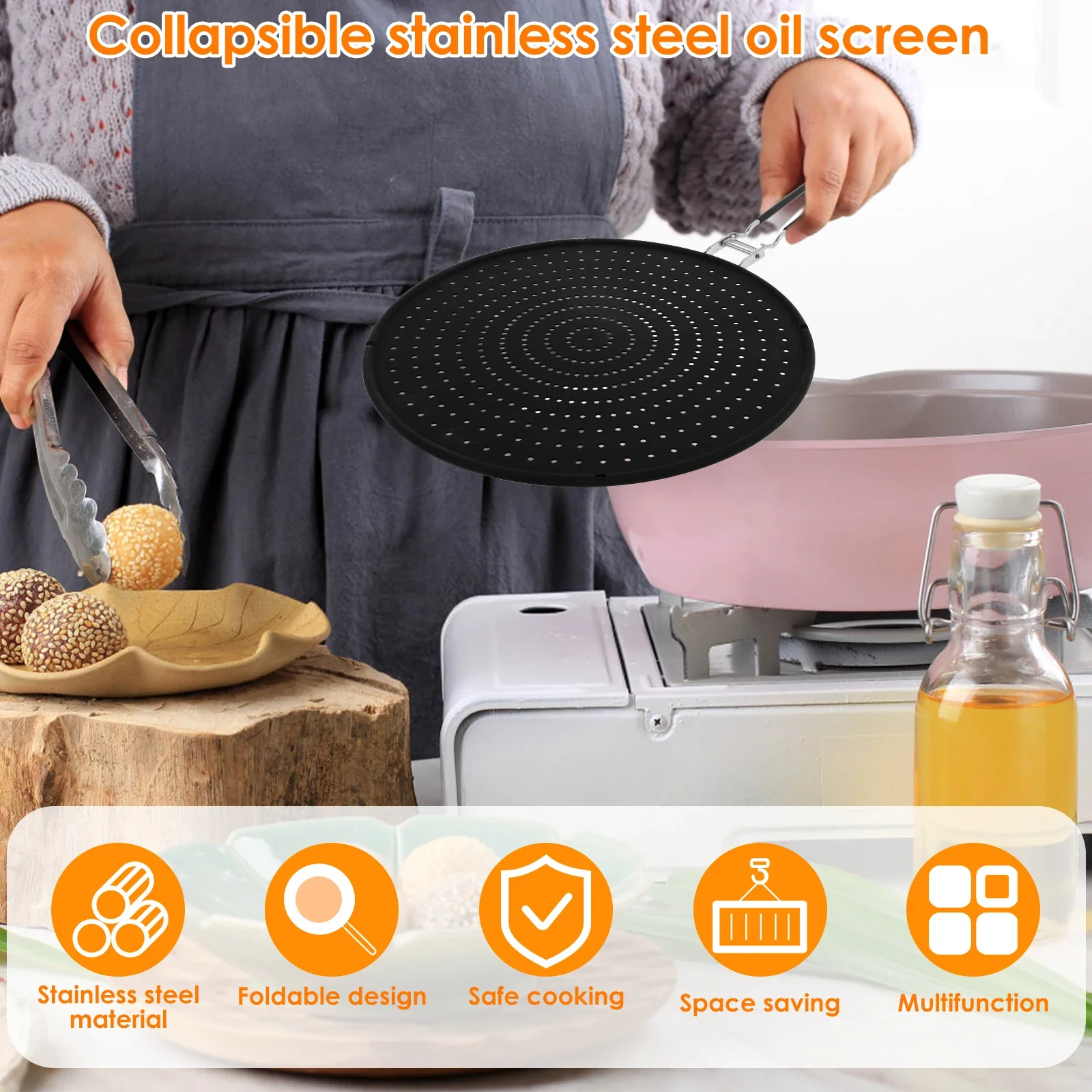 2Pcs Cooking Frying Safe Anti Splatter Guard Oil Net Grease Splatter Screen Pan Mesh Guard Screen Splash Cover Kitchens Tools