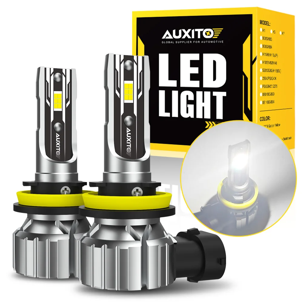 AUXITO 2Pcs 9005 HB3 9006 HB4 H8 H9 H11 LED Fog Light PTF H16JP H11 H8 CSP LED Headlight Bulbs 12V Fog Lamp Car Driving Lamp DRL