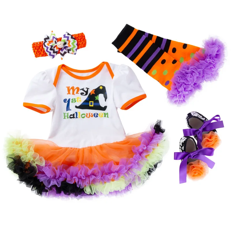 

Halloween Clothing for Baby Girls Dress Cartoon Pumpkin Short Sleeve Mesh Tutu Dress Party Casual Dress Girls 0-24 Month