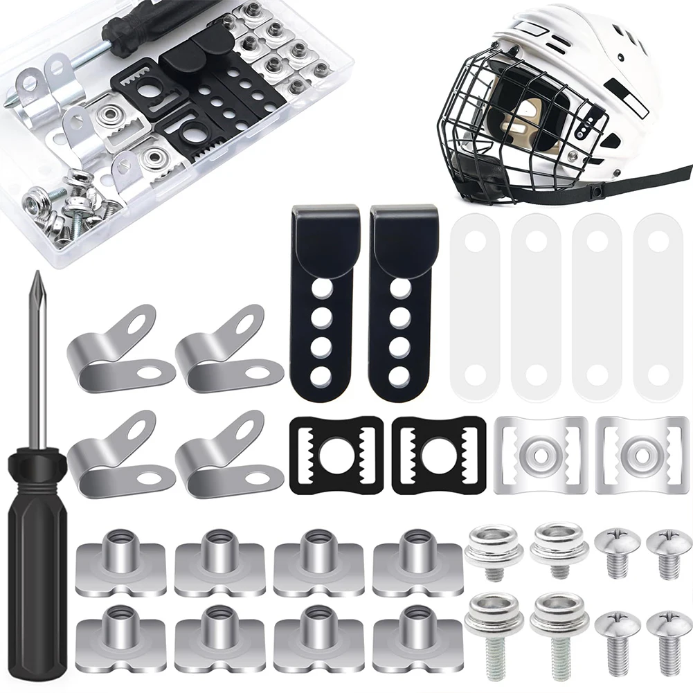 Ice Hockey Helmet Repair Accessory 31PCS/SET Football Helmet Repair Kit Screwdriver Visor Clip Chin Strap Adapter Screw Nut