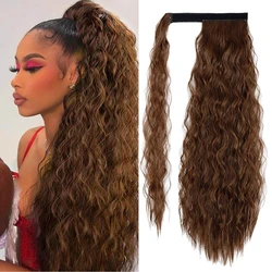 Glueless Fashion Trend Synthetic Long Wavy Corn Ponytail Wig Clip Hair Extensions for Women Cosplay Props Daily Decorate Use