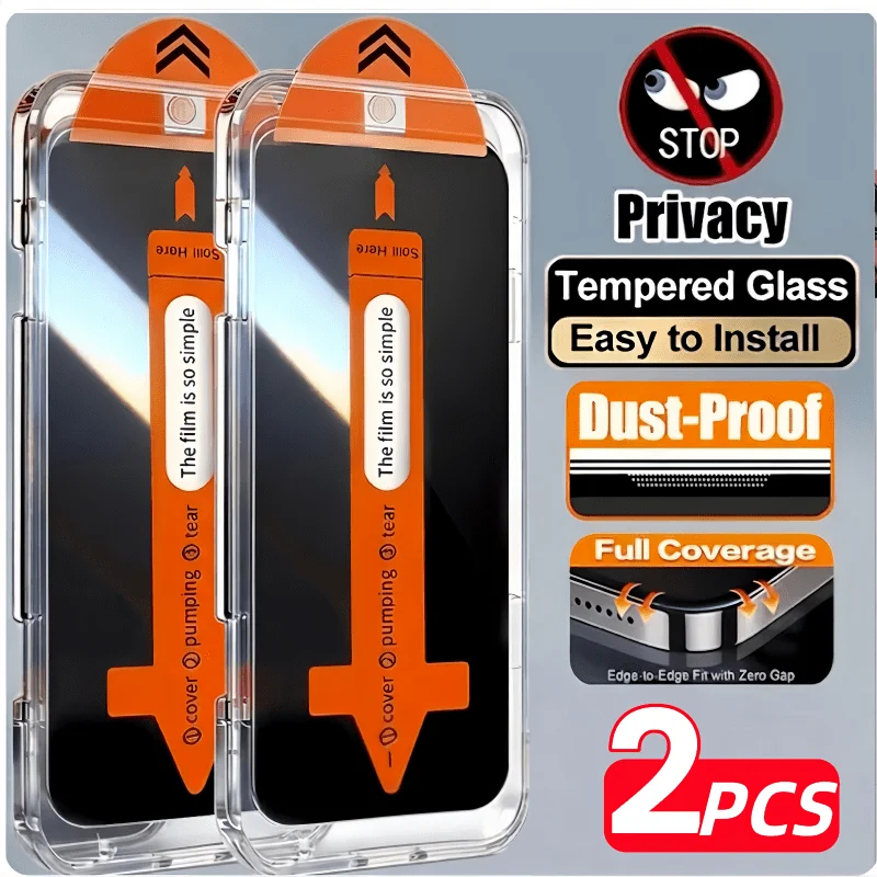 Paquete de 2 Protectores de Pantalla de Vidrio Templado con Privacidad, Compatibles con iPhone 17 Pro Max/17e/17Air/17/16 Pro Max/16/16e/15 Pro/15/14/13