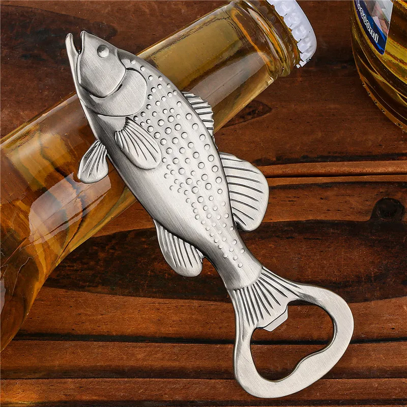 Neuartiger Bieröffner aus Metall, Fisch, Barschform, Flaschenöffner, Küche, Bar, Zubehör, Dekoration, Hochzeit, Party, Geschenk, Set mit Tasche – Detail 4