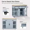 47 inch Kitchen Island with Extendable Dining Table, Internal Storage Rack, Power Outlet, Rolling Kitchen Cart on Wheels 4