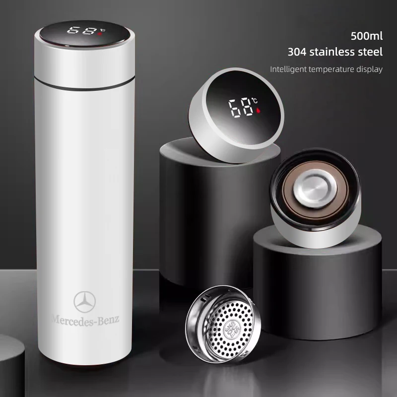 Car Insulated Cup 500ml Water Cup Coffee Tea Thermos For Mercedes Benz AMG Smart W205 C300 W203 W206 W108 W124 W126 W140 W168
